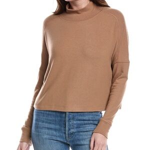 Michael Stars Camel Marcy Mock Neck Brush Jersey Sweater Size S